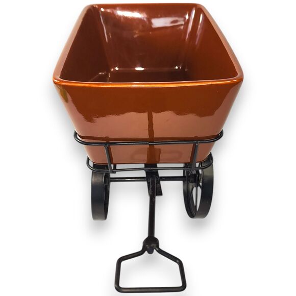 LTD Salad Bowl-Garden-Décor Wagon-Ceramic Brown with Shovel & Fork - Picture 8 of 11